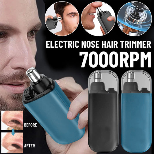 Compact electric nose hair trimmer in blue for at-home grooming