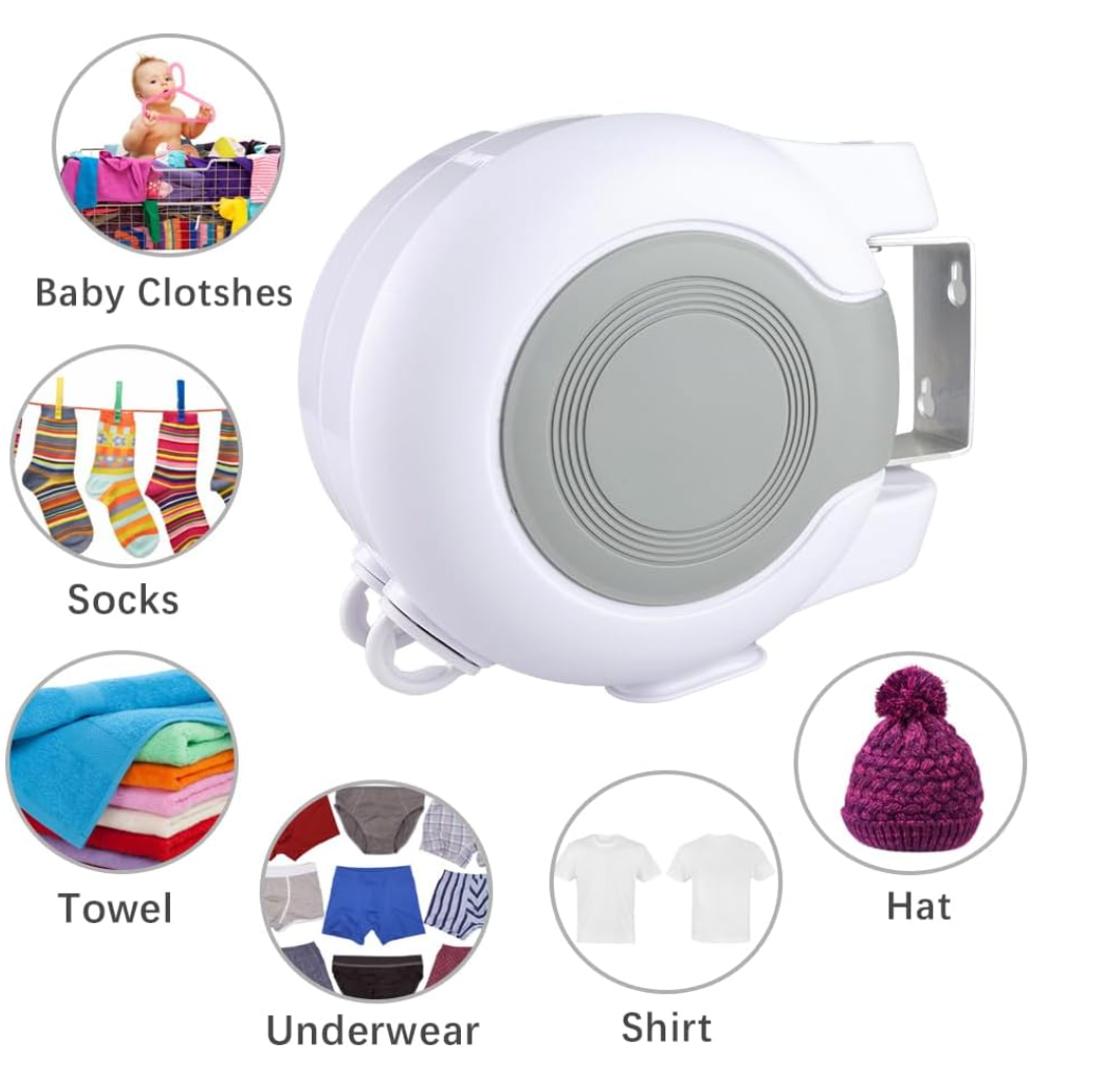 BagnShop wall mount clothing line retracted into housing