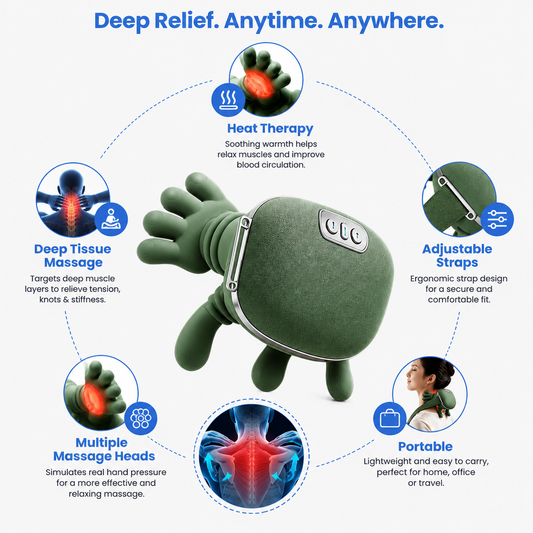 Deep Tissue Back & Neck Massager with Heat – Shiatsu Pain Relief | BagnShop