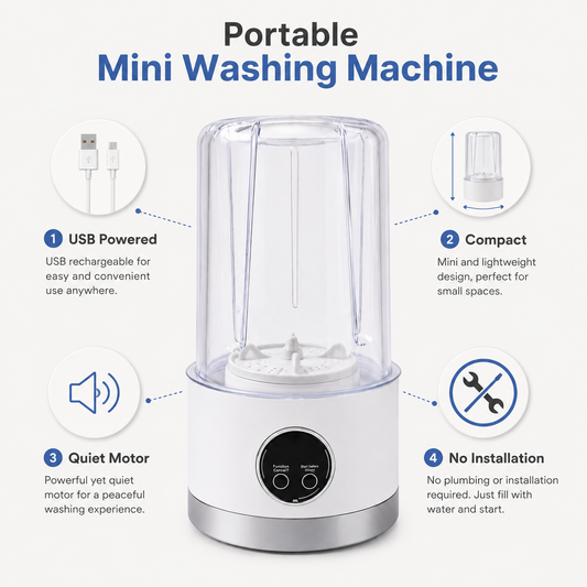 Portable Mini Washing Machine – Compact Wireless Washer for Travel & 1BHK | BagnShop