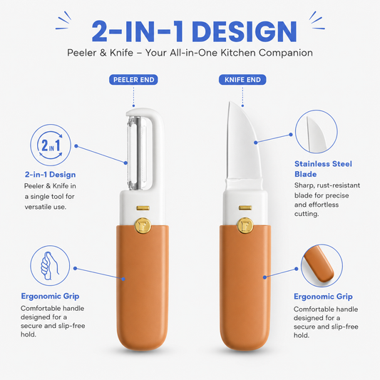 2-in-1 Vegetable Peeler & Knife – Compact Kitchen Tool | BagnShop