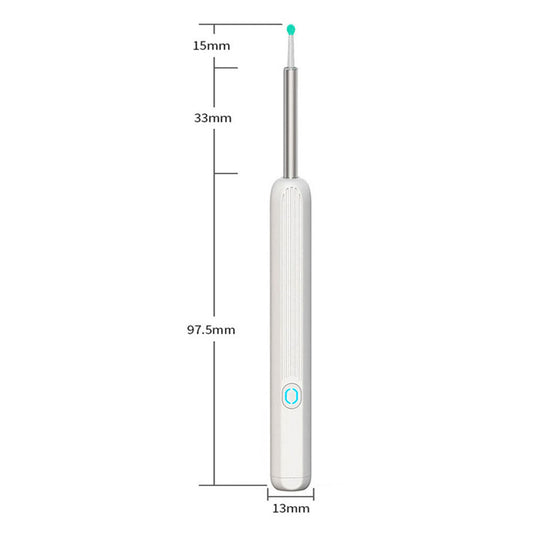 White HD wireless ear wax removal camera with slim design and blue power button