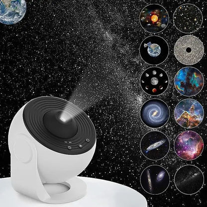 BagnShop star projector showing full galaxy projection in dark room