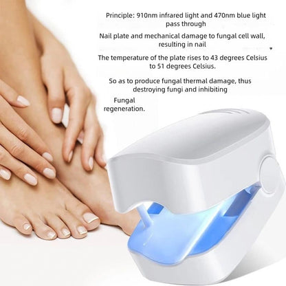 Compact white nail fungus removal laser device emitting blue light