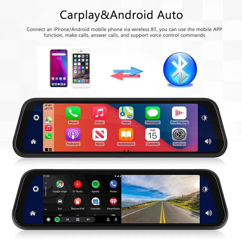 BagnShop dash camera mirror with GPS showing rear camera view