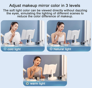 BagnShop multifold LED makeup mirror with bright lighting for vanity use