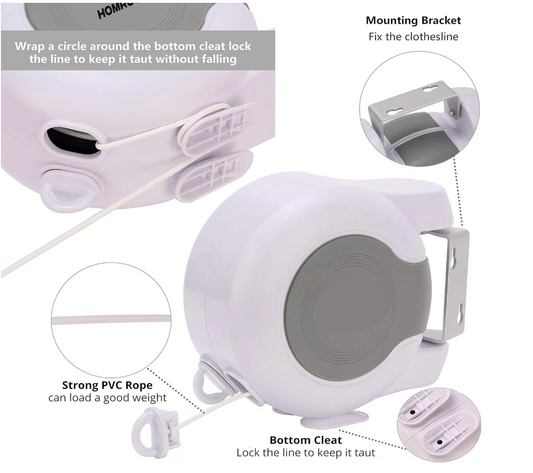 BagnShop double retractable clothesline installation on wall