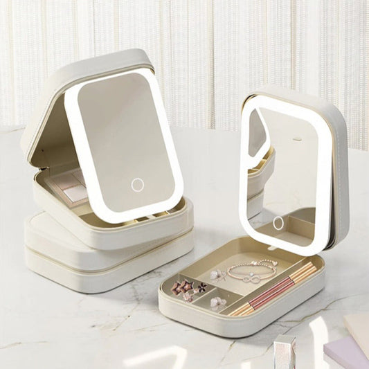 Portable Cosmetic Organizer with LED Mirror – BagnShop