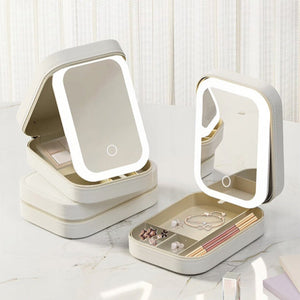 Portable Cosmetic Organizer with LED Mirror – BagnShop
