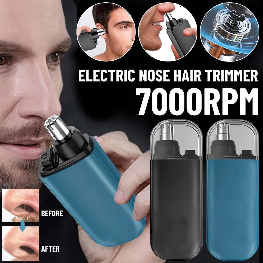 Compact electric nose hair trimmer in blue for at-home grooming