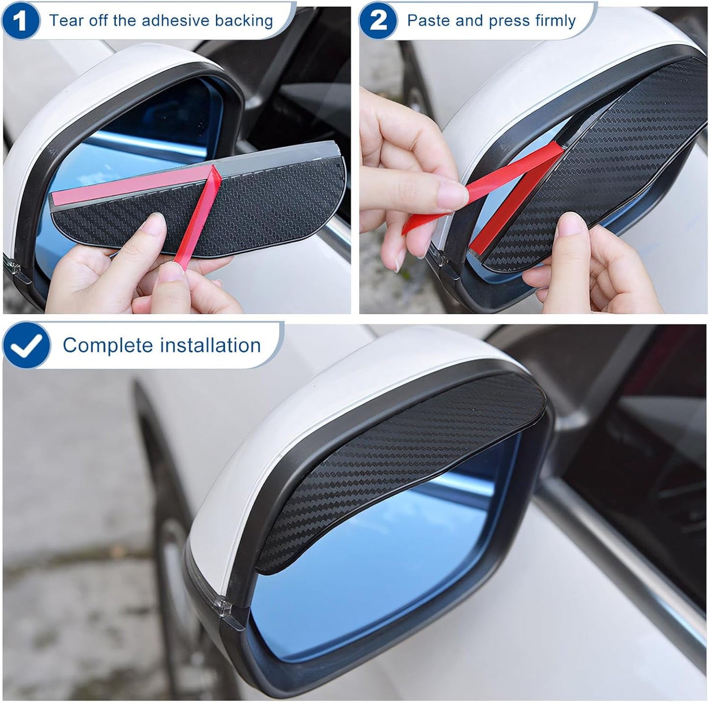Pair of BagnShop carbon fibre rearview mirror rain covers for left and right sides