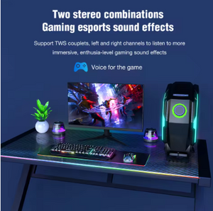 Wireless magnetic speaker on gaming desk with RGB-lit PC, keyboard, and mouse, perfect for lifestyle products and home decor . - BagnShop - Wireless Magnetic Speaker - appliance, shop - Default Title