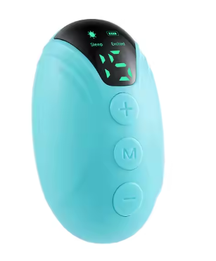 Compact blue sleep relaxing therapy device with digital display and control buttons