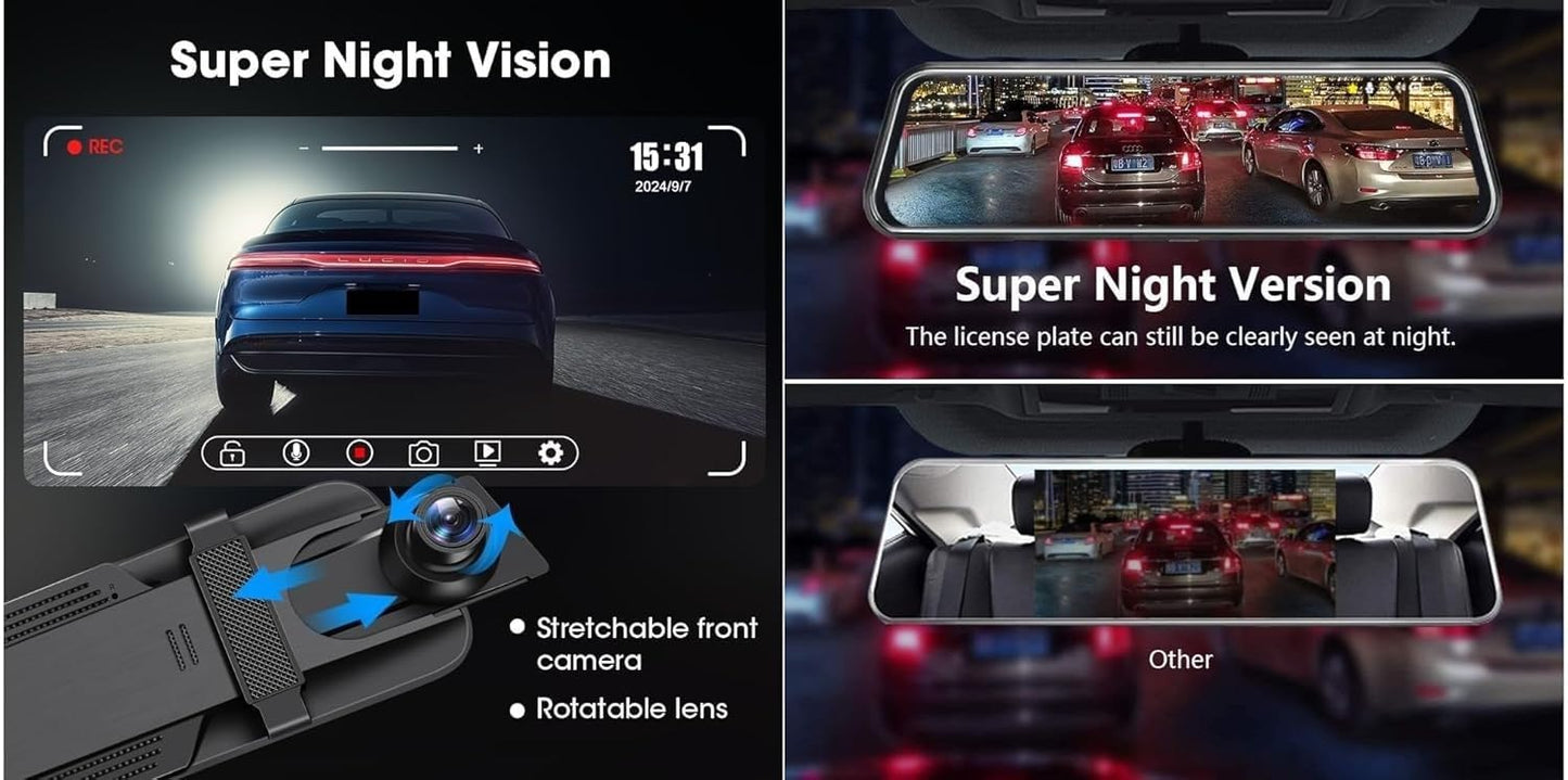 BagnShop dash camera mirror G-sensor and emergency recording