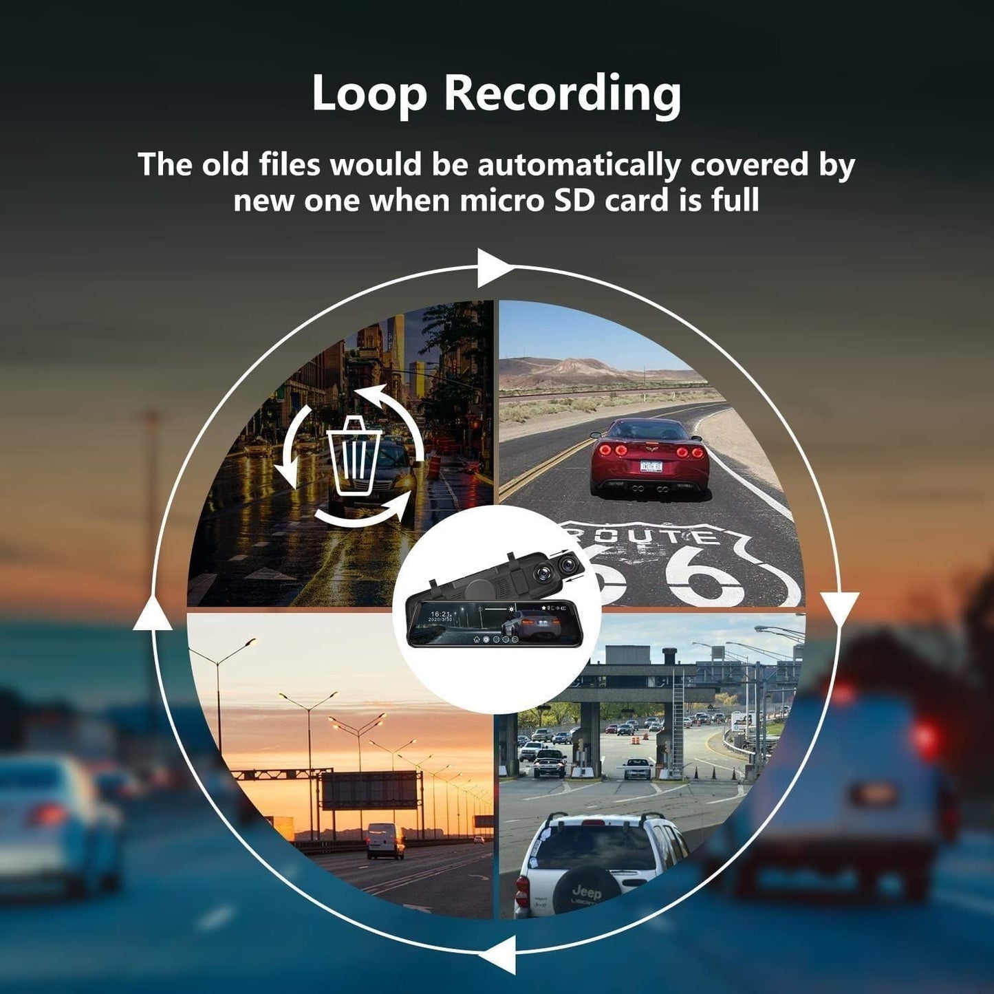 BagnShop dual lens dash cam mirror loop recording feature