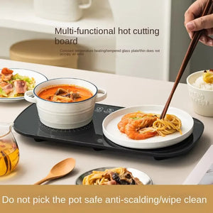 Electric food warmer tray with adjustable temperature control, ideal for party essentials and home dining