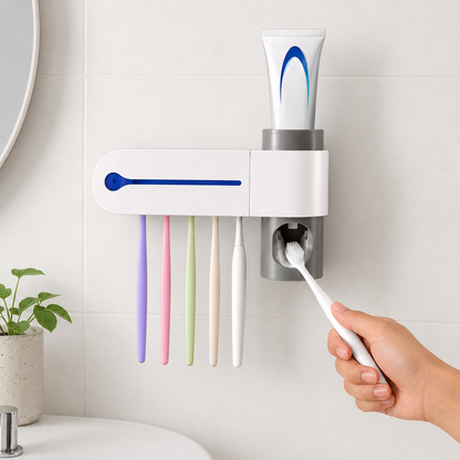 UV Toothbrush Sterilizer Holder – Wall Mount with Dispenser | BagnShop