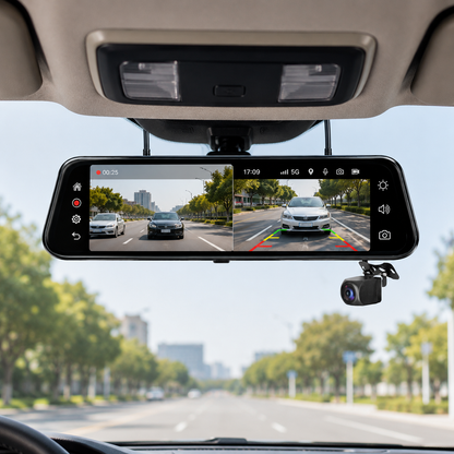 Dual Lens Dash Cam Mirror with GPS