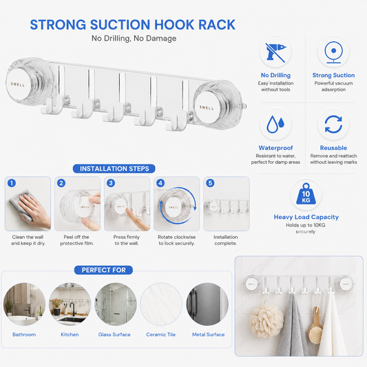 Heavy-Duty Suction Hooks – No-Drill Wall Mount | BagnShop