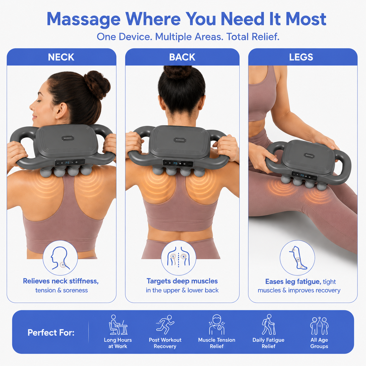 Handheld Muscle Massager – Deep Tissue, 16 Heads | BagnShop