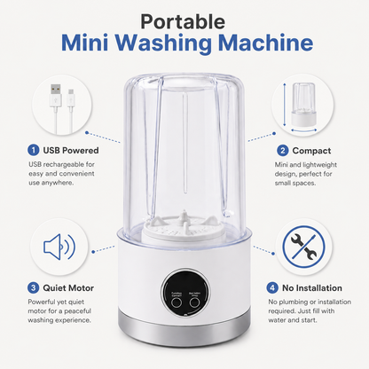 Portable Mini Washing Machine – Compact Wireless Washer for Travel & 1BHK | BagnShop