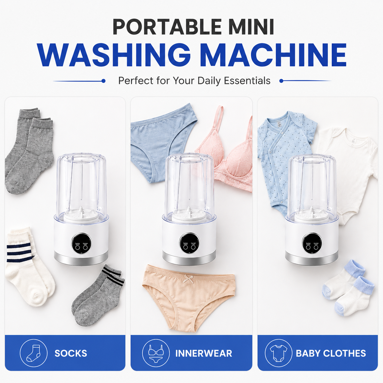 Portable Mini Washing Machine – Compact Wireless Washer for Travel & 1BHK | BagnShop