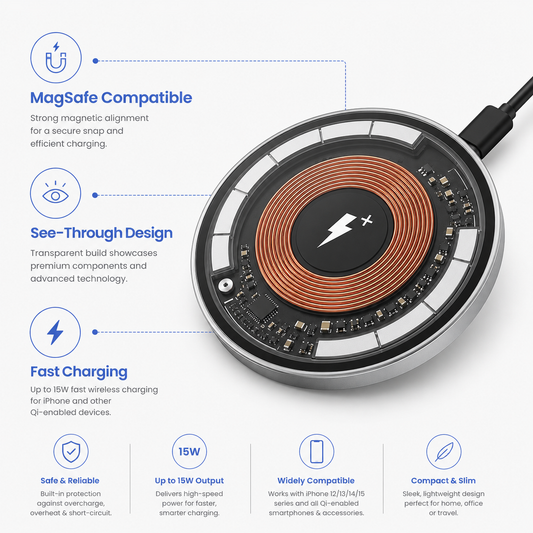 Magnetic Wireless Charger for iPhone – Clear MagSafe | BagnShop