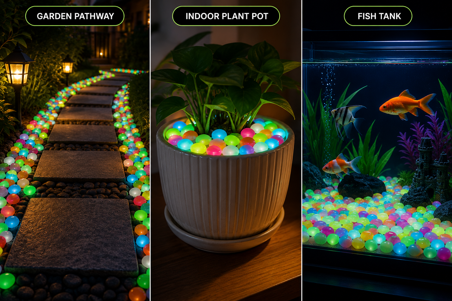 Glow in the Dark Garden Rocks – Pack of 100 Pebbles | BagnShop