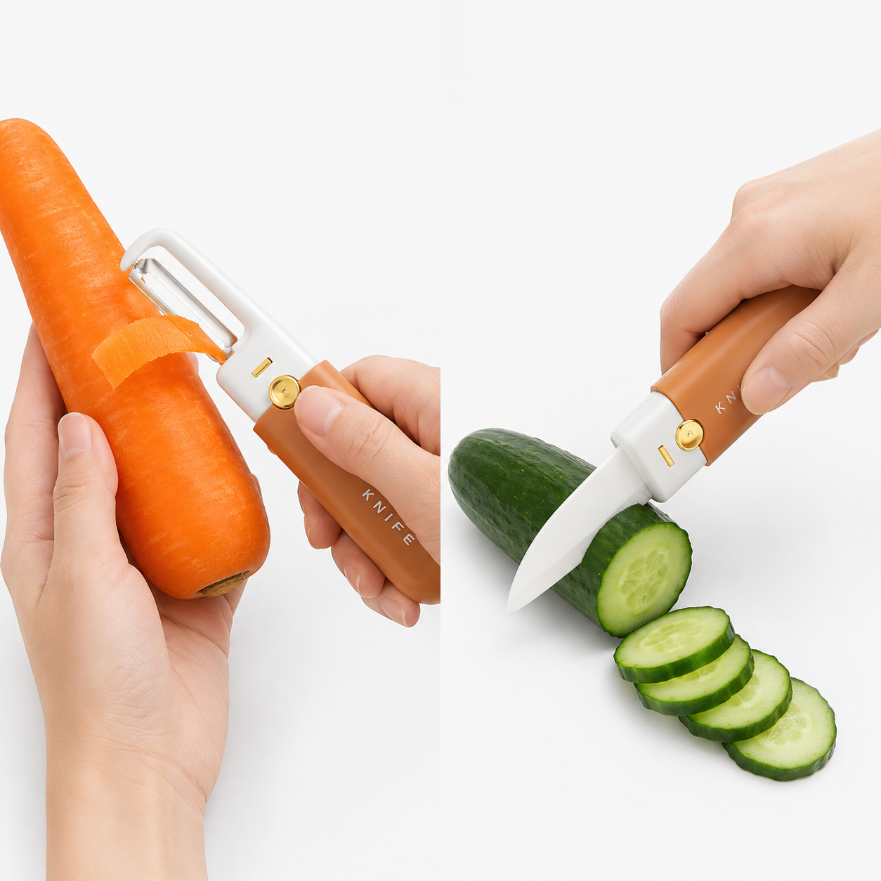 2-in-1 Vegetable Peeler & Knife – Compact Kitchen Tool | BagnShop