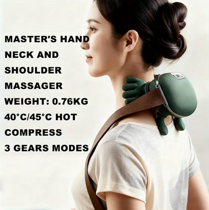 BagnShop neck massager in use showing heat nodes on neck