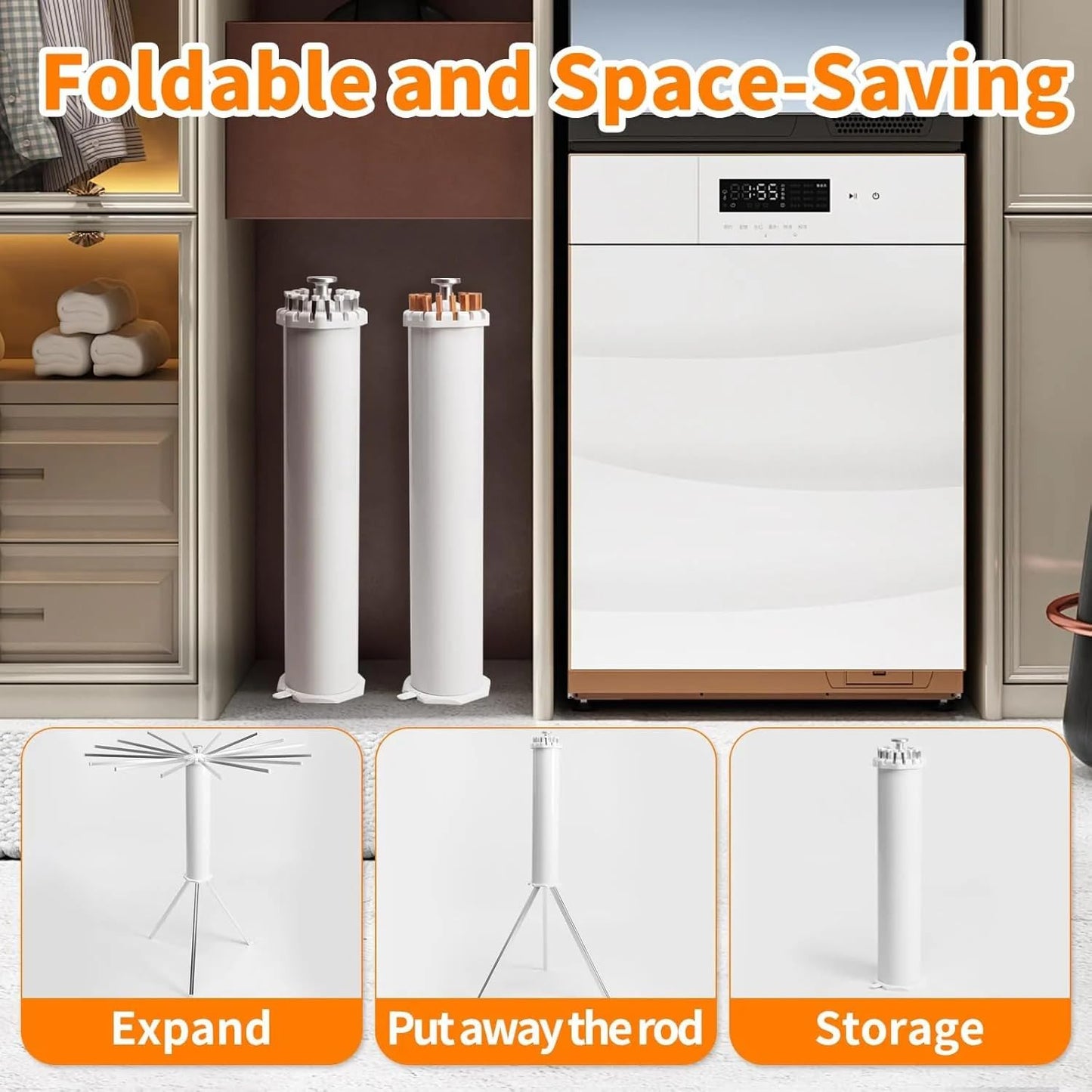 BagnShop foldable drying stand loaded with clothes outdoors