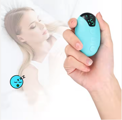Compact turquoise sleep relaxing therapy device with digital display