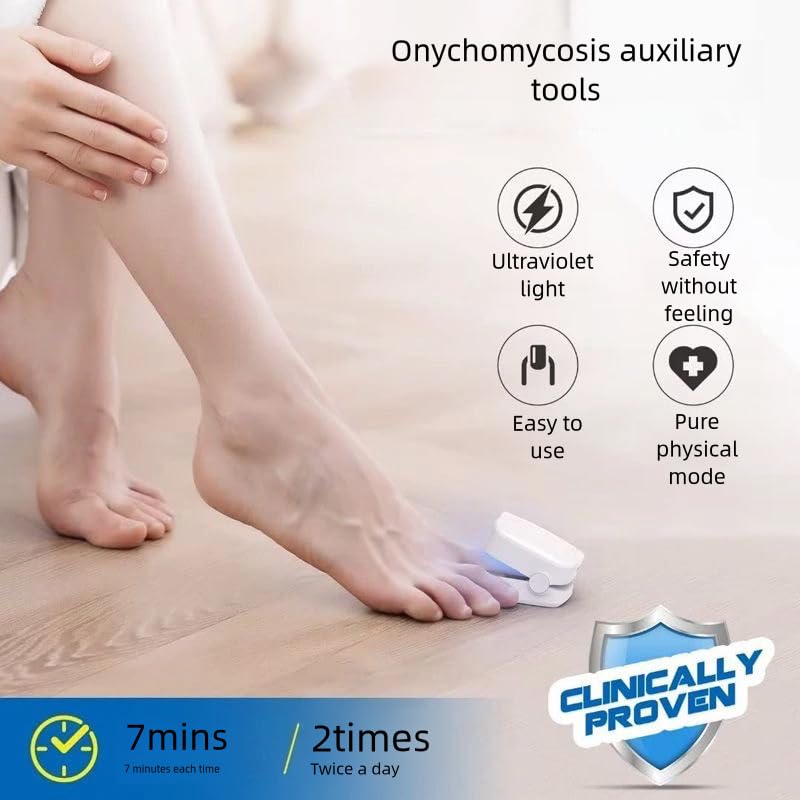 Portable white nail fungus removal laser device demonstrated on toes