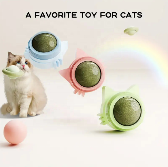 BagnShop catnip wall ball attached to wall with cat playing