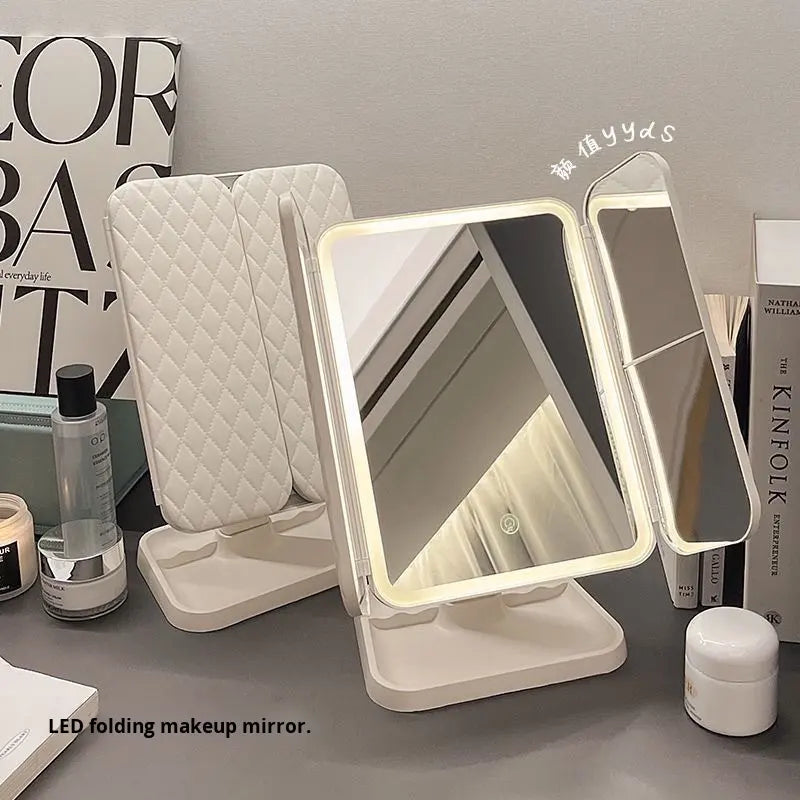 Multifold LED makeup mirror specifications and product feature details