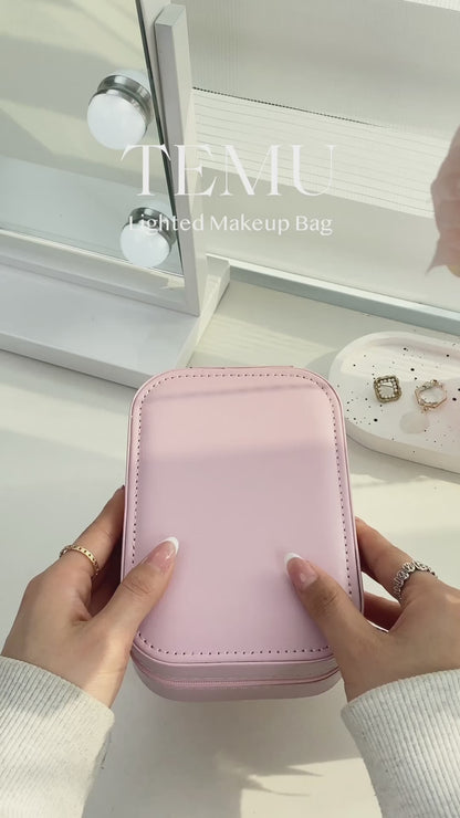 Cosmetic Organizer with LED Mirror – Portable Makeup Case | BagnShop